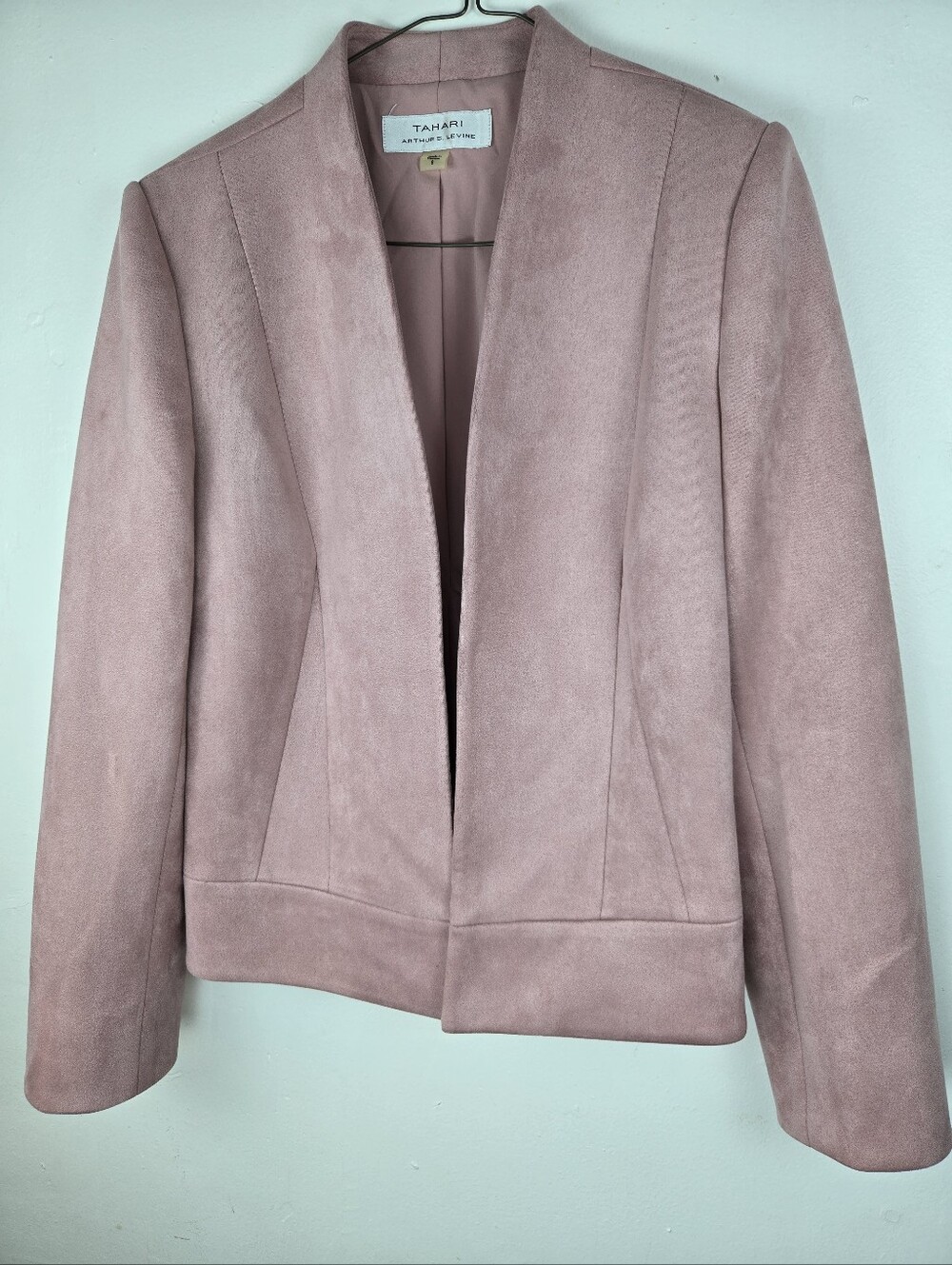 Tahari Womens Dusty Rose Open-Front Blazer Jacket Size 8